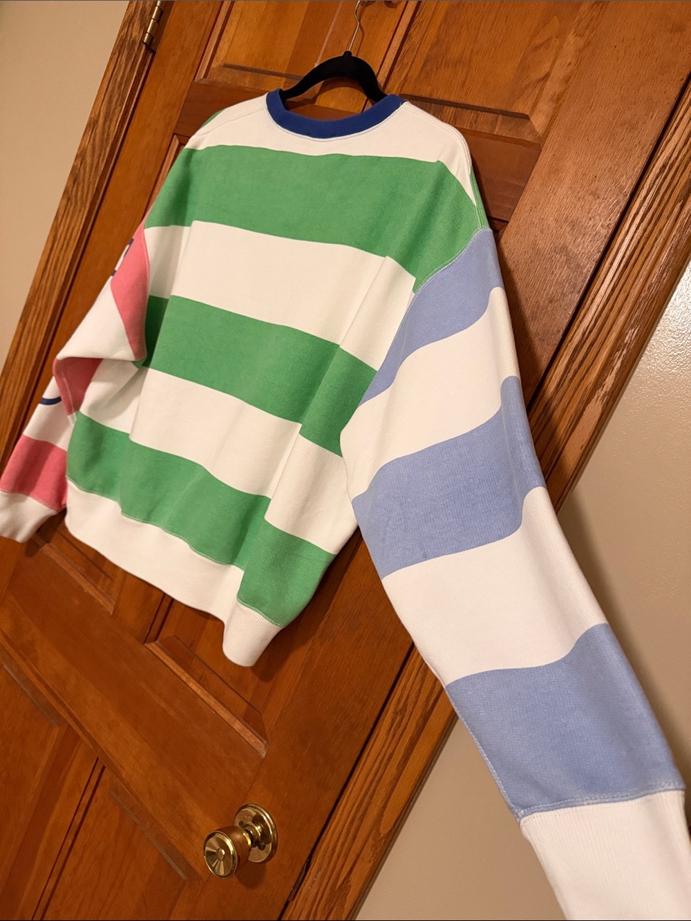 Polo by Ralph Lauren Green, White, Blue & Pink Striped Crewneck Sweater - Picture 7 of 14